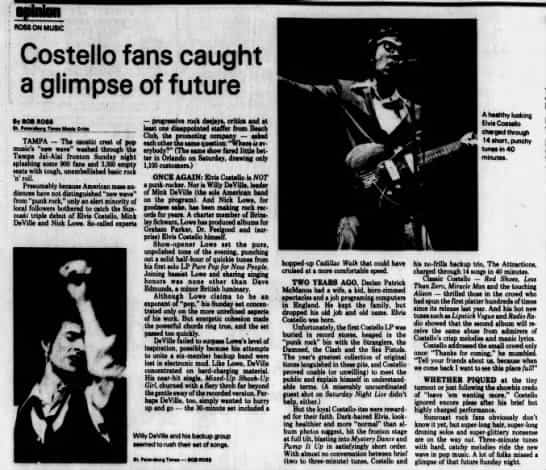 Your weekend arts forecast: Remembering Elvis Costello's Tampa Bay